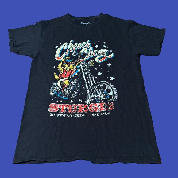 Cheech & Chong Sturgis T Shirt Cotton Motorcycle Black Size Small Dog Biker - Picture 1 of 8